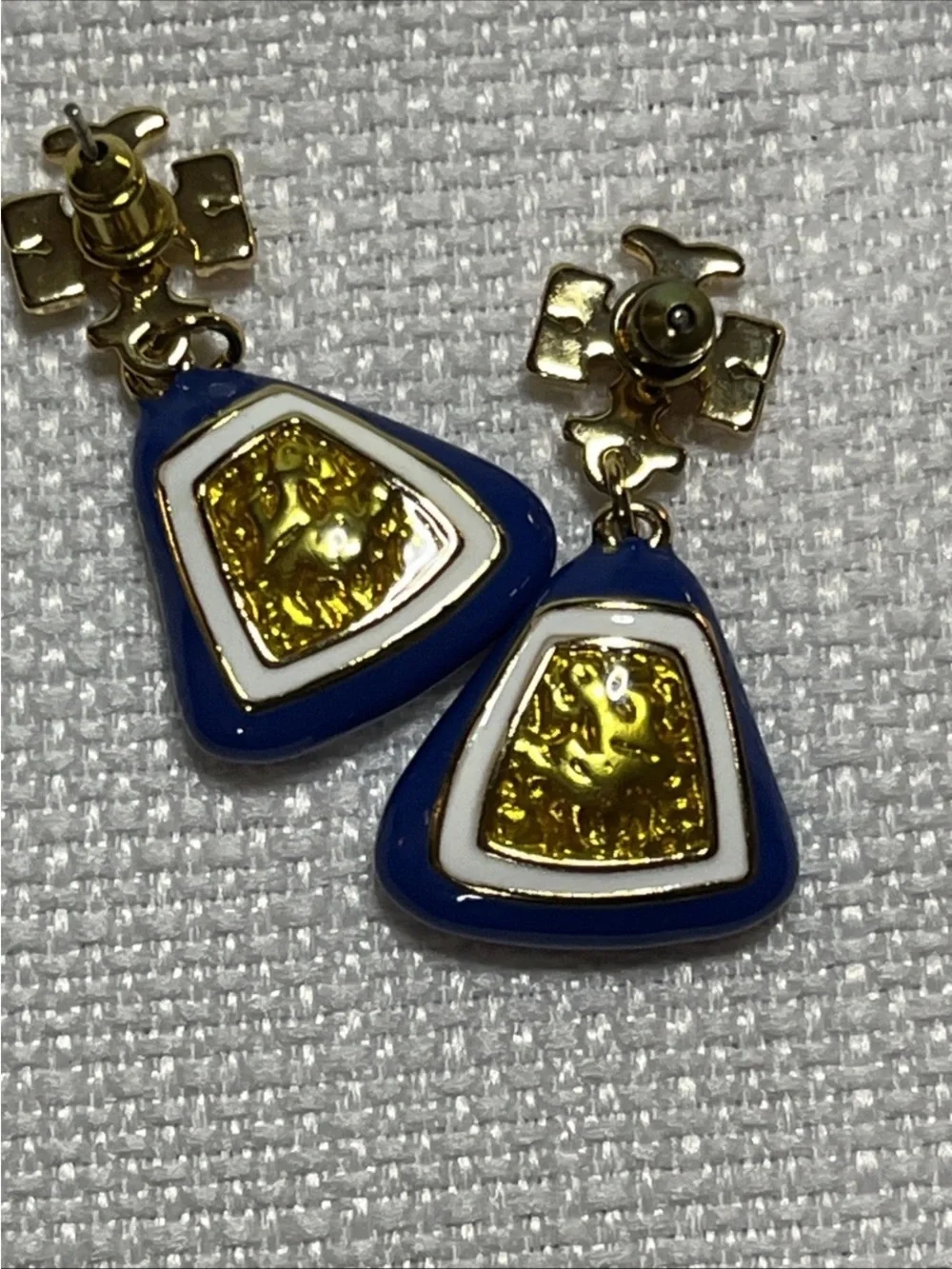 Tory Burch Blue and Gold Drop Earrings